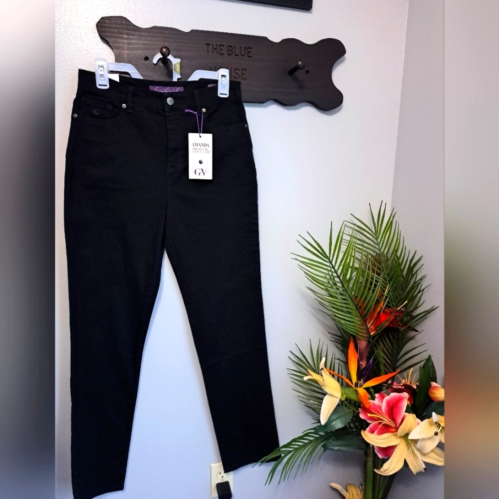 Gloria Vanderbilt Amanda Slimming Black Jean Pant Sz 6 New